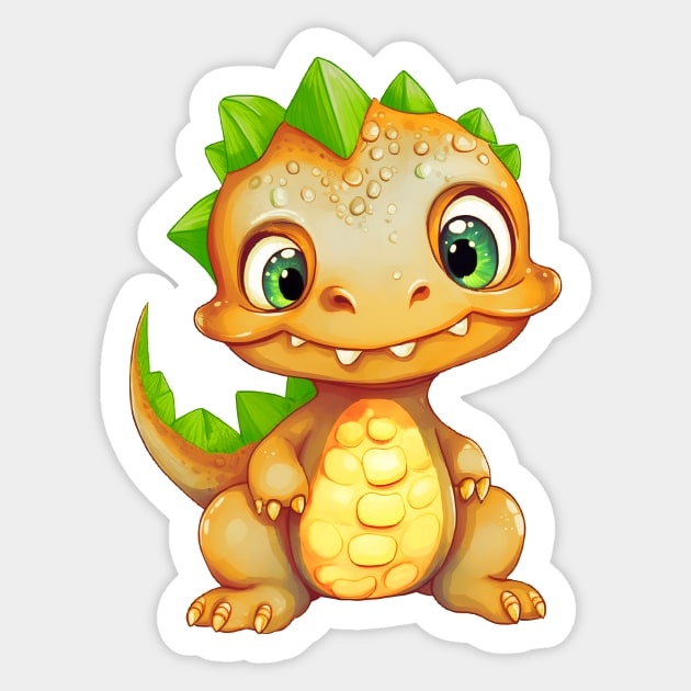 Cute Golden-green Baby Dinosaur Sticker by KOTOdesign